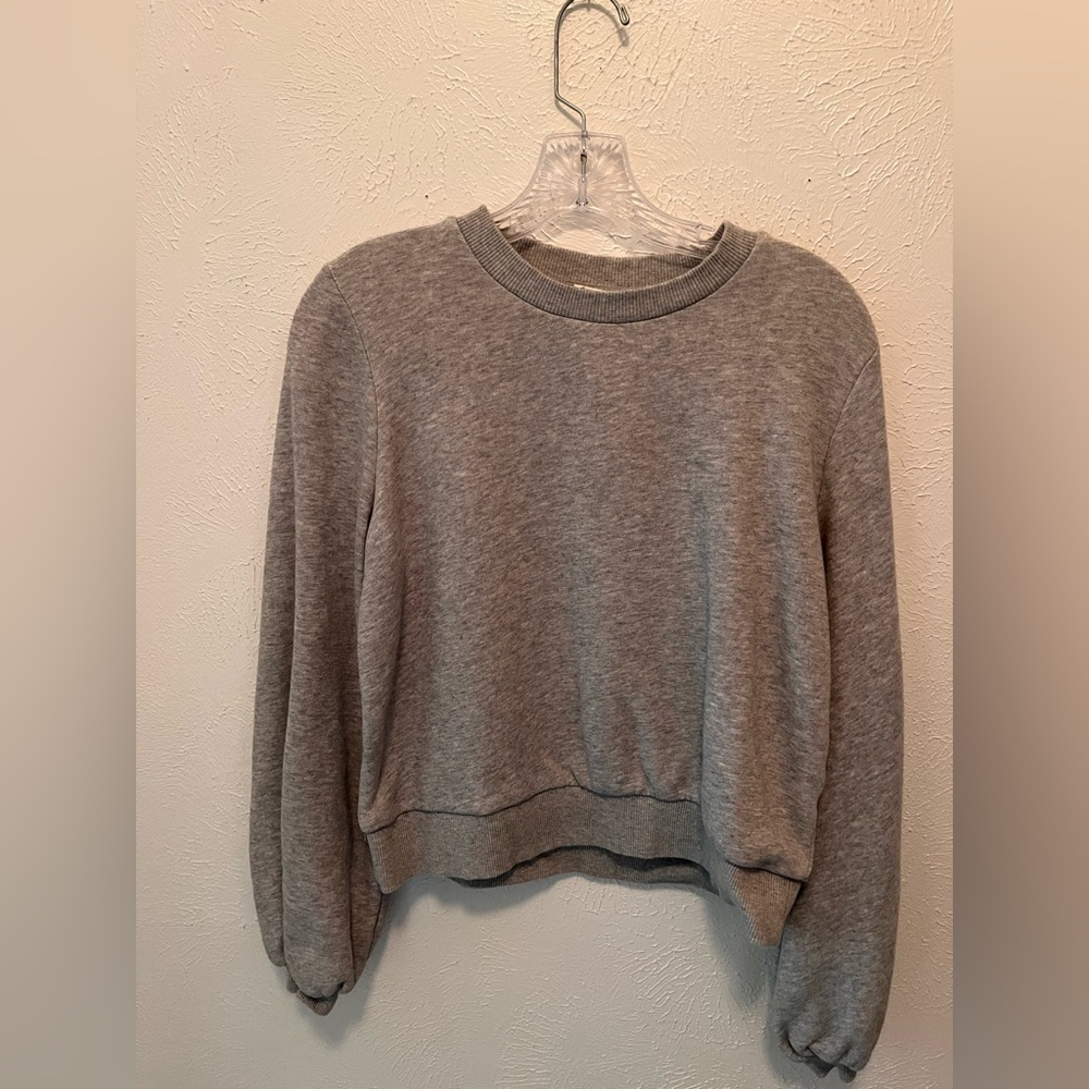 Grey sweater with balloon sleeves. Size small. Brand is A New Day.